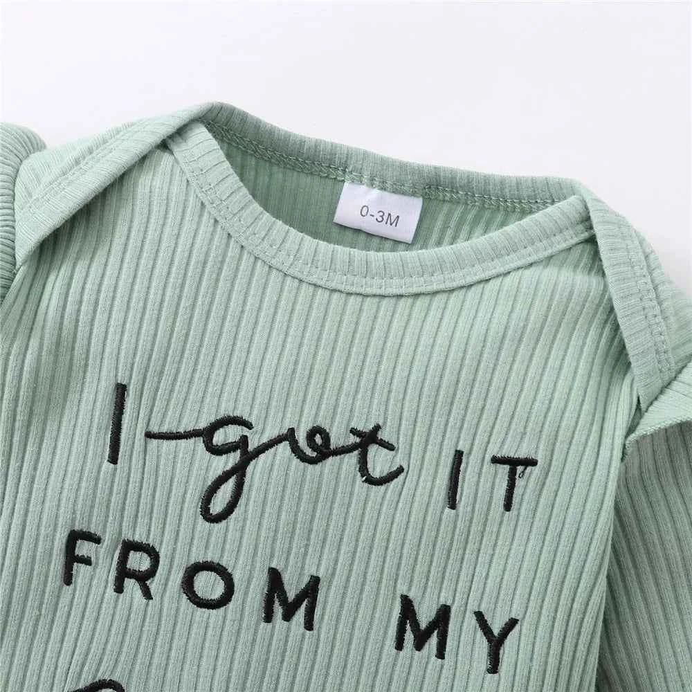Newborn Baby Girl Autumn Set Letter Long sleeved Bodysuit +Bow Printed Pants+Headband fit 0-12 Months Female Babies Fashion Suit