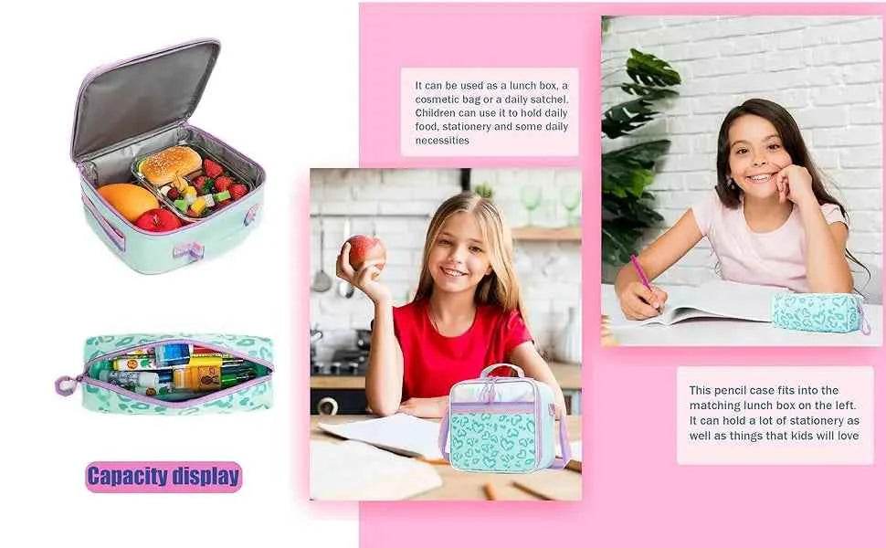 Meetbelify Aesthetic Backpack for Girls - Schoolbag with Lunchbox and Penbag for Elementary and Teen Students - BON's