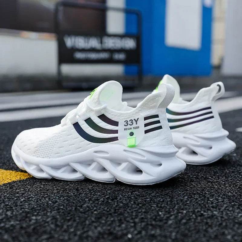 Thick Soled Sports Shoes Knitted Round Toe Shoes 3CM Block Heel Retro Style | Fashion Shoes for Men's Hiking and Walking - BON's