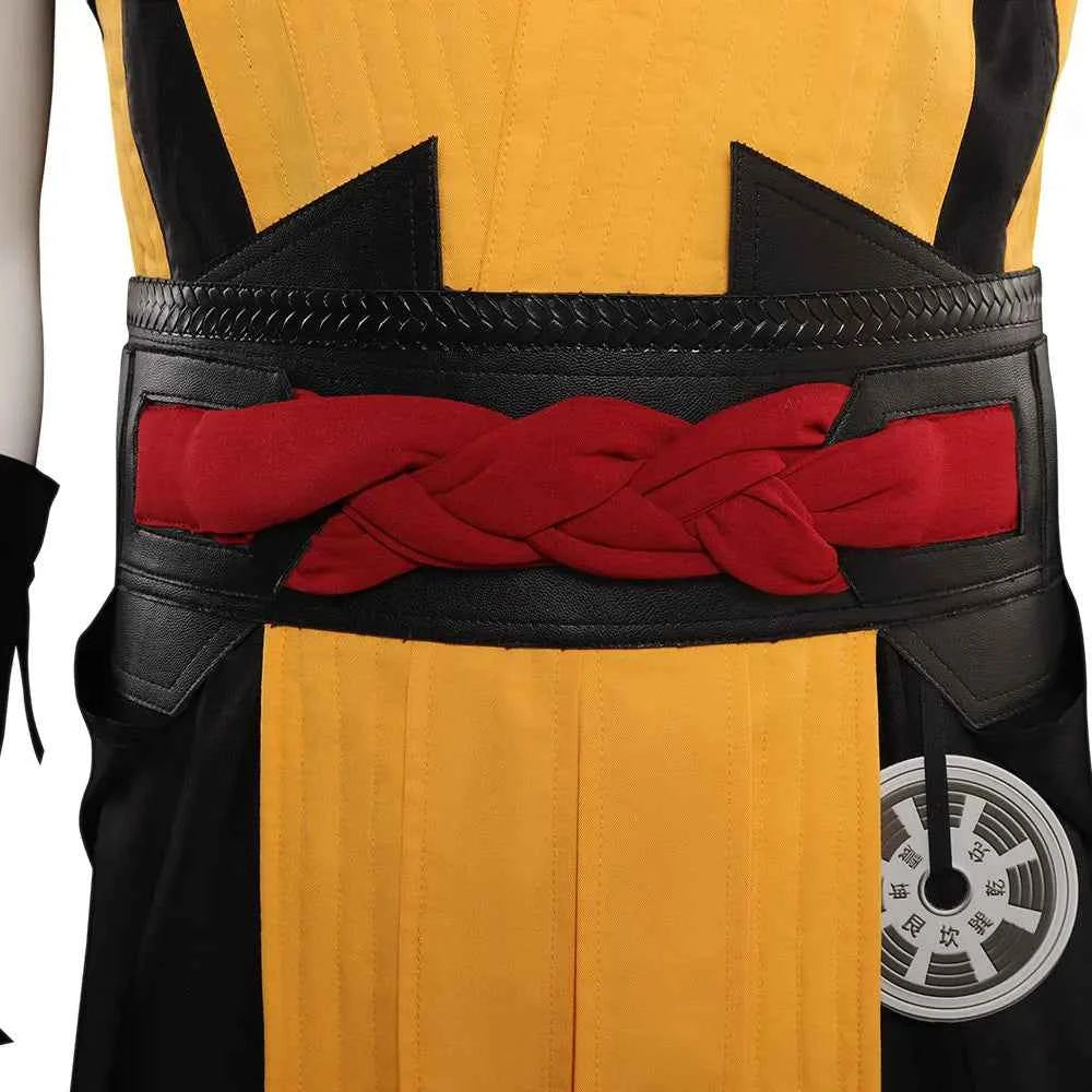 Scorpion Cosplay Mortal Disguise Kombat Costume Men Fantasia Role Play Vest Pants Belt Outfits Halloween Carnival Party Suit