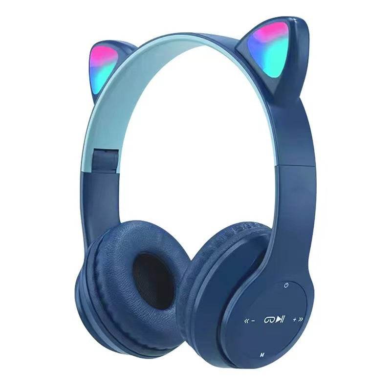 P47M Wireless Cat Ear Headphones with Mic and LED Light - Cute Stereo Bluetooth Headset Gift - BON's
