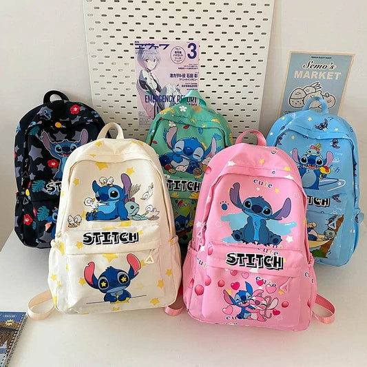 Stitch Cartoon Backpack, Large Capacity Daypack, Lightweight, Durable Nylon Schoolbag for Travel, Daily Commuting and School - BON's