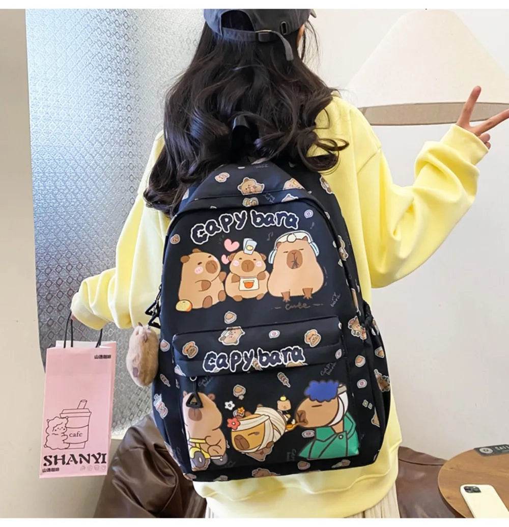 Capybara School Backpack - Cute Large Student Schoolbag - BON's