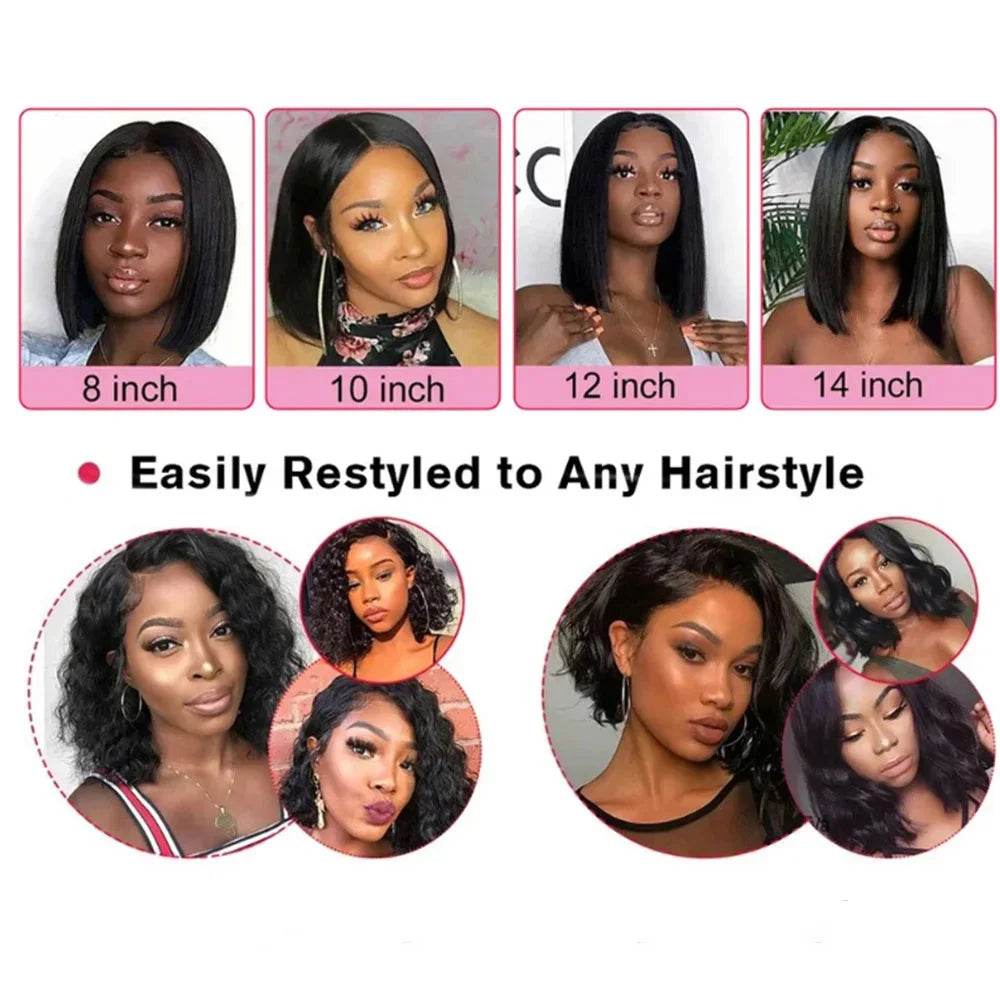 Straight Bob Wigs Human Hair 13x4 HD Lace Frontal Glueless Bob Wigs 4x4 Lace Closure for Women 180% - BON's
