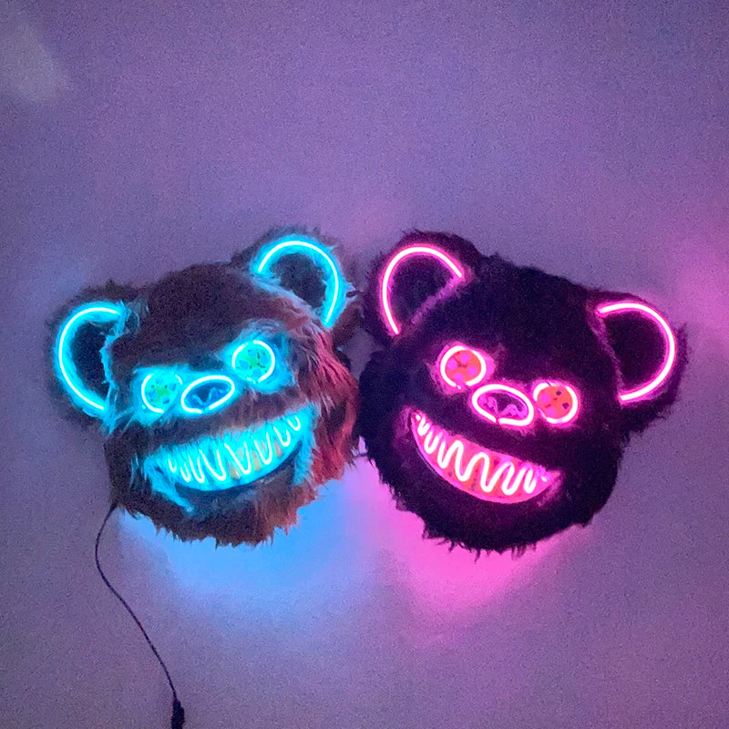 LED Glowing Bloody Rabbit Mask β Neon Horror Cosplay for Halloween, Carnival & Masquerade
