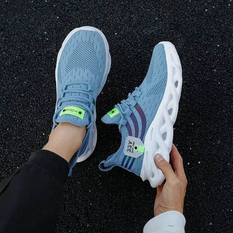 Thick Soled Sports Shoes Knitted Round Toe Shoes 3CM Block Heel Retro Style | Fashion Shoes for Men's Hiking and Walking - BON's