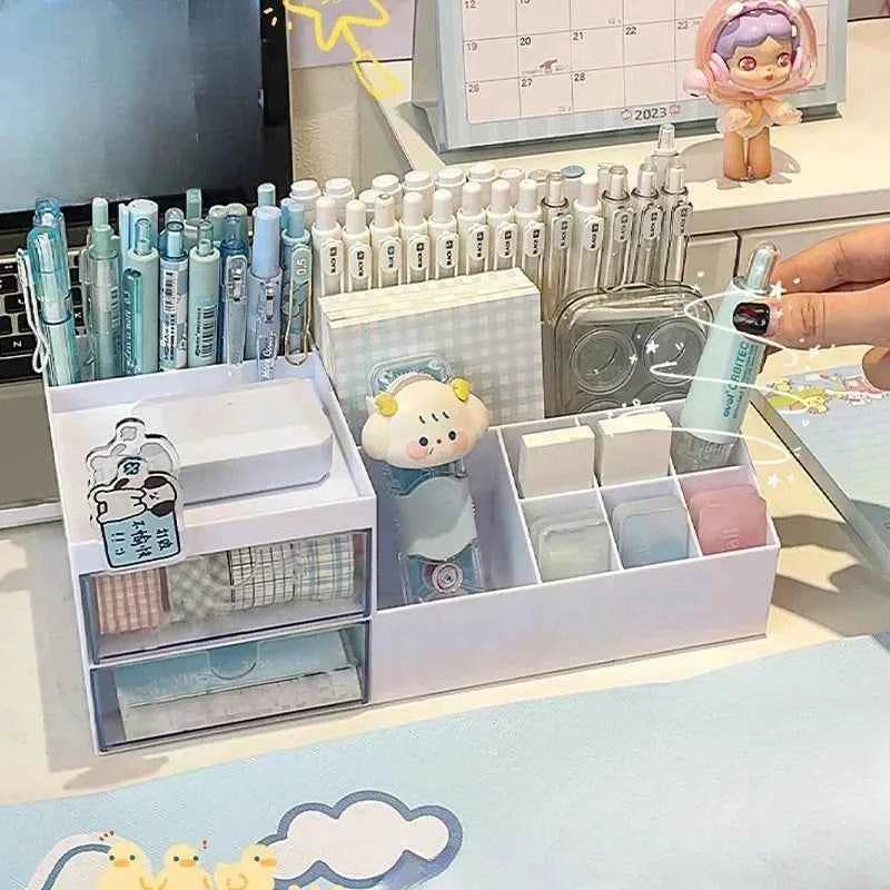 Cute Pen Holder Organizer for Desk - 9 Grid Drawer Stationery Storage for Girls - BON's