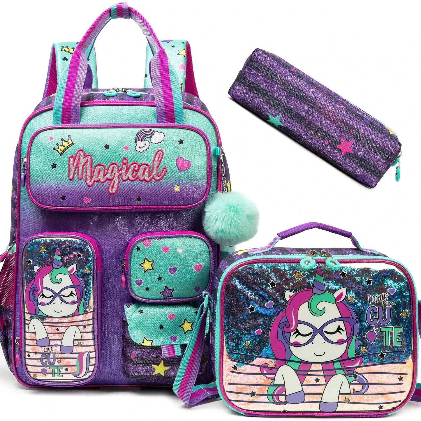Girls' Backpack Set with Lunch Bag for School - BON's