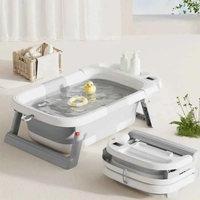 Baby Bathtub,Baby Bath Tub with Soft Cushion & Thermometer,Baby Bathtub Newborn to Toddler 0-36 Months,Portable Travel Baby Tub