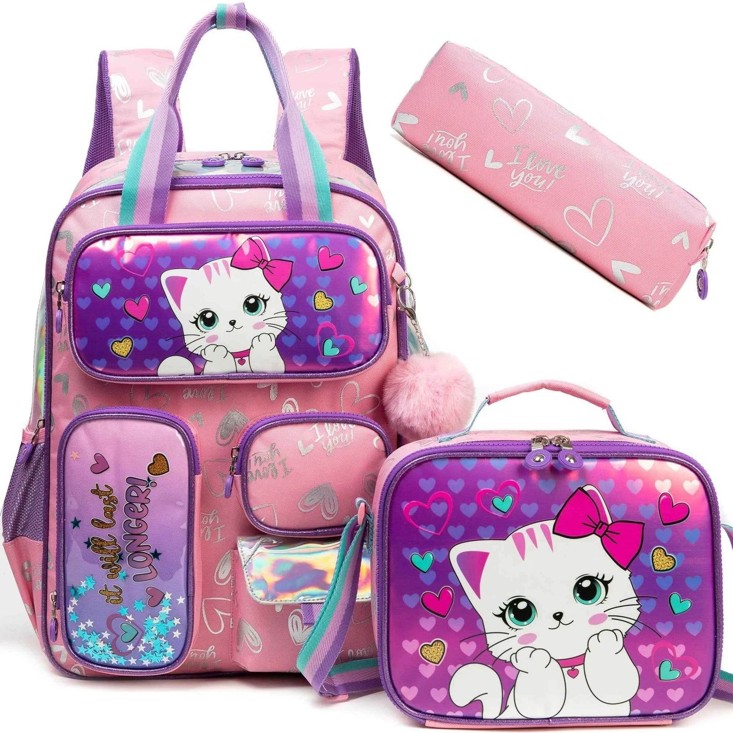 Girls' Backpack Set with Lunch Bag for School - BON's