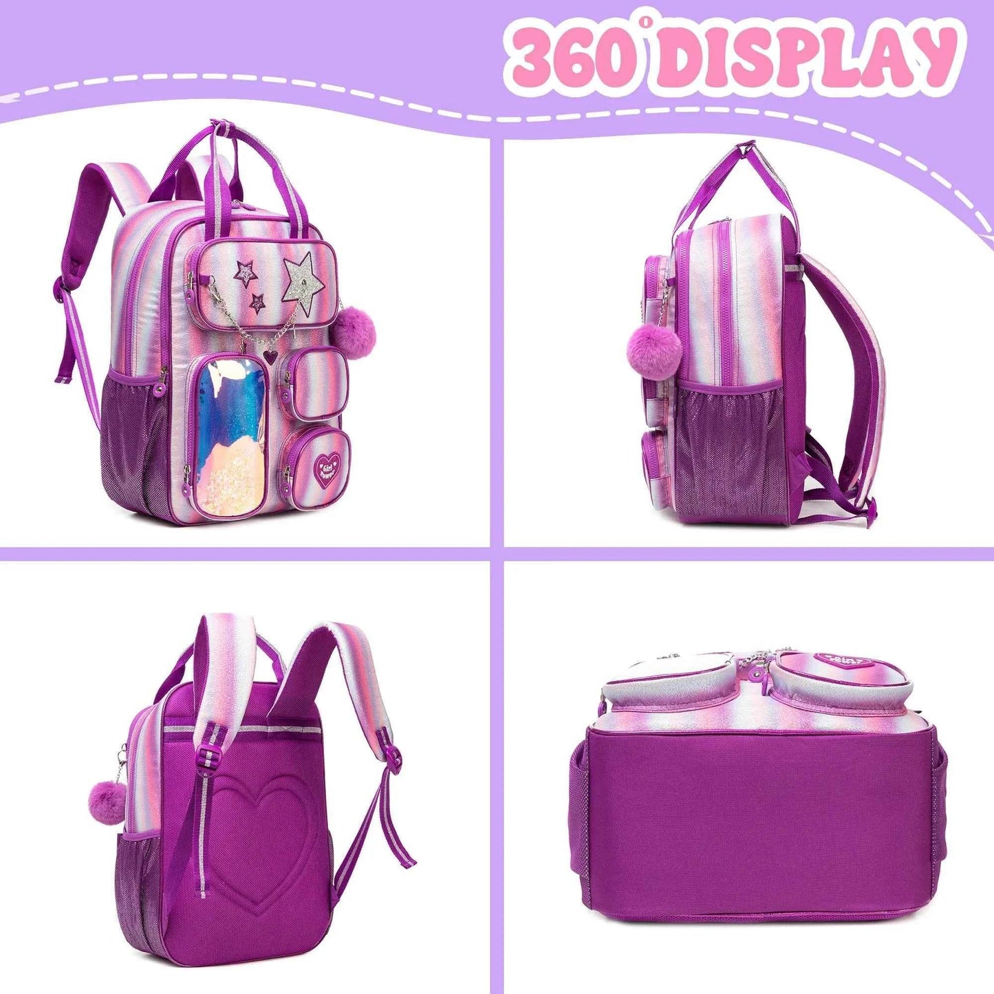 Girls' Backpack Set with Lunch Bag for School - BON's