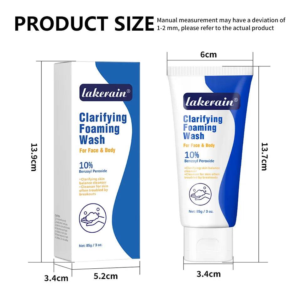 Acne Foaming Wash for Deep Cleaning, Pore Unclogging, and Redness Reduction in Facial & Body Skin Care - BON's