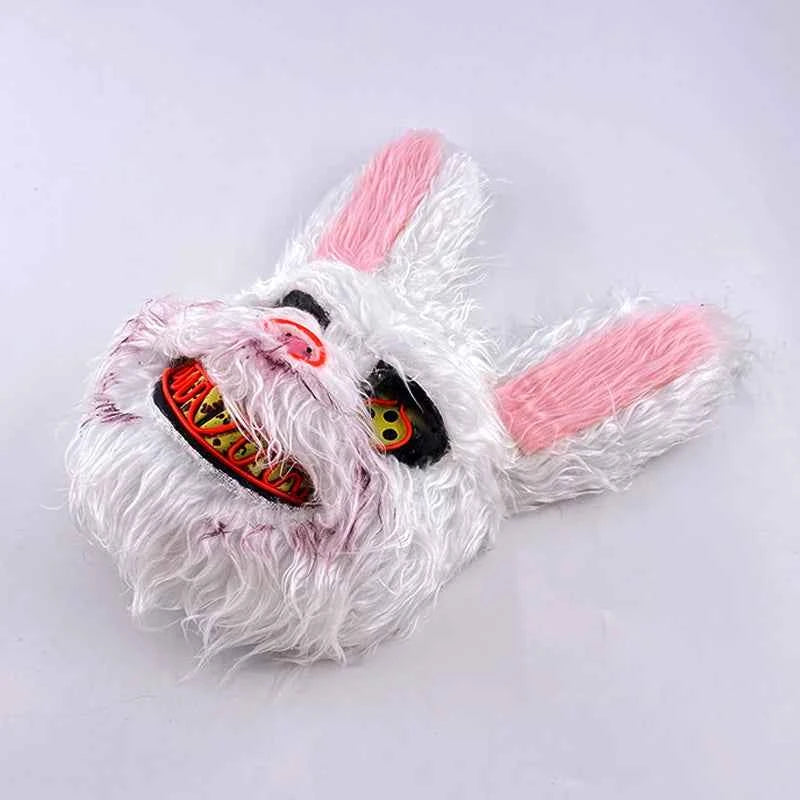 LED Glowing Bloody Rabbit Mask β Neon Horror Cosplay for Halloween, Carnival & Masquerade