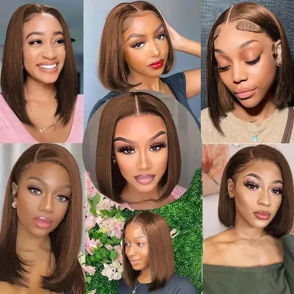 Straight Bob Wigs Human Hair 13x4 HD Lace Frontal Glueless Bob Wigs 4x4 Lace Closure for Women 180% - BON's