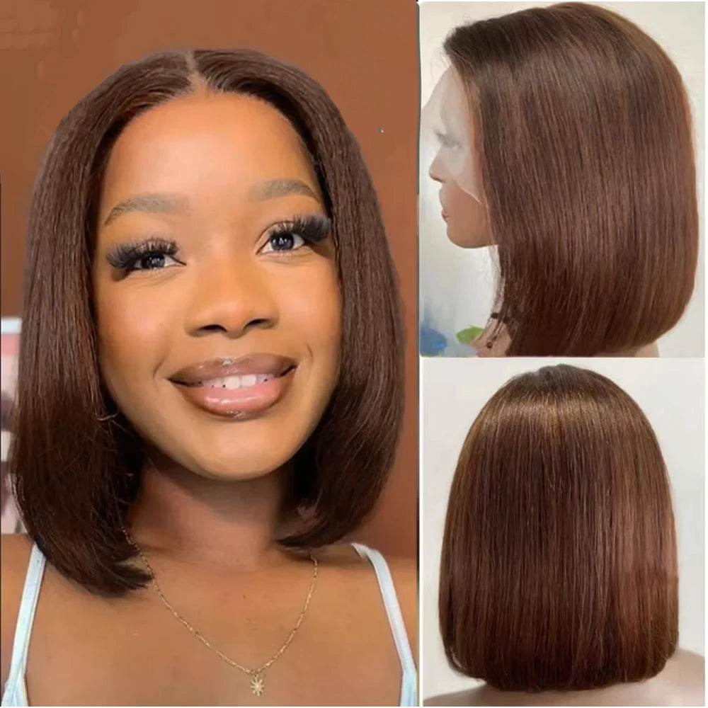 Straight Bob Wigs Human Hair 13x4 HD Lace Frontal Glueless Bob Wigs 4x4 Lace Closure for Women 180% - BON's