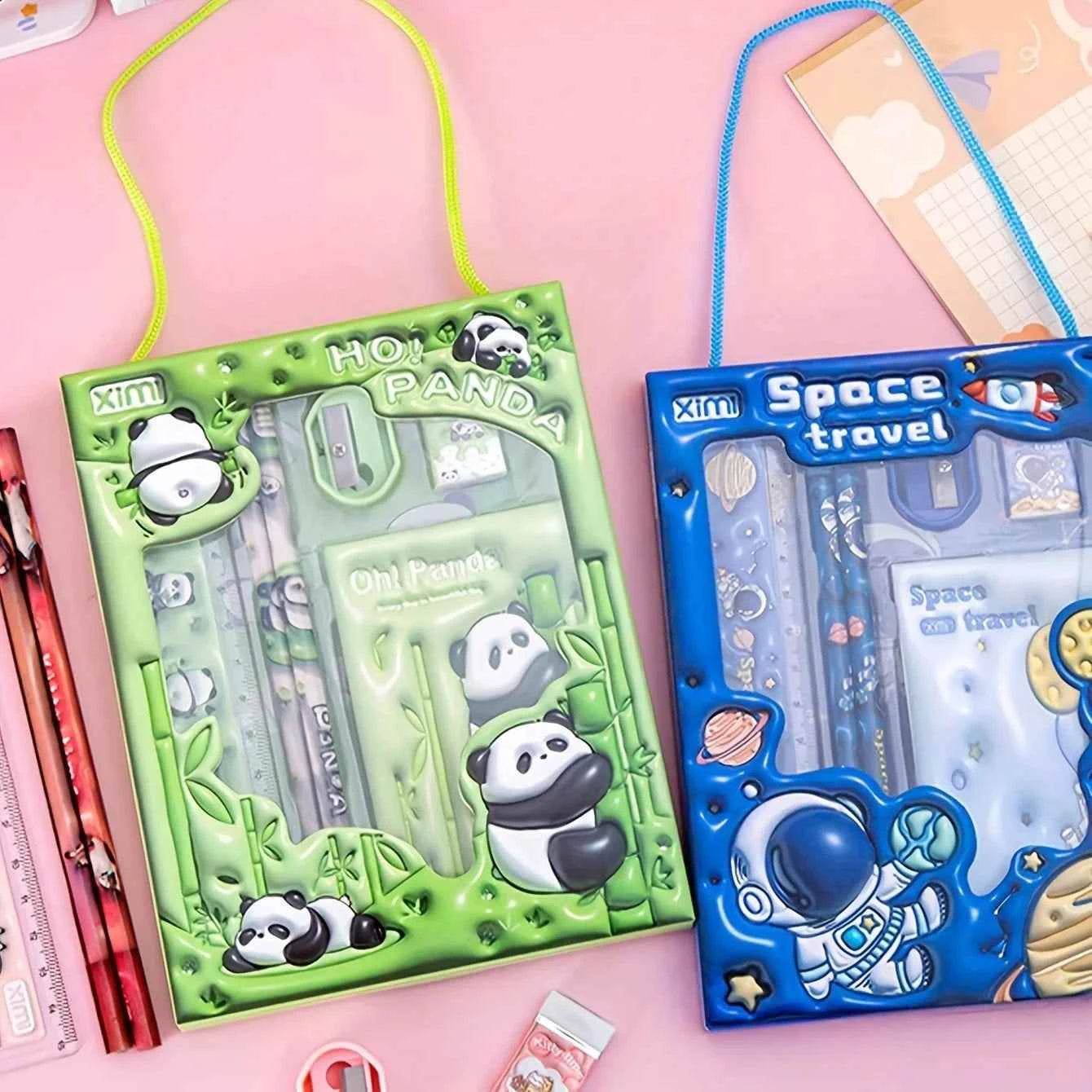 Cartoon Stationery Set: School/Office - Case, Ruler, Erasers - BON's