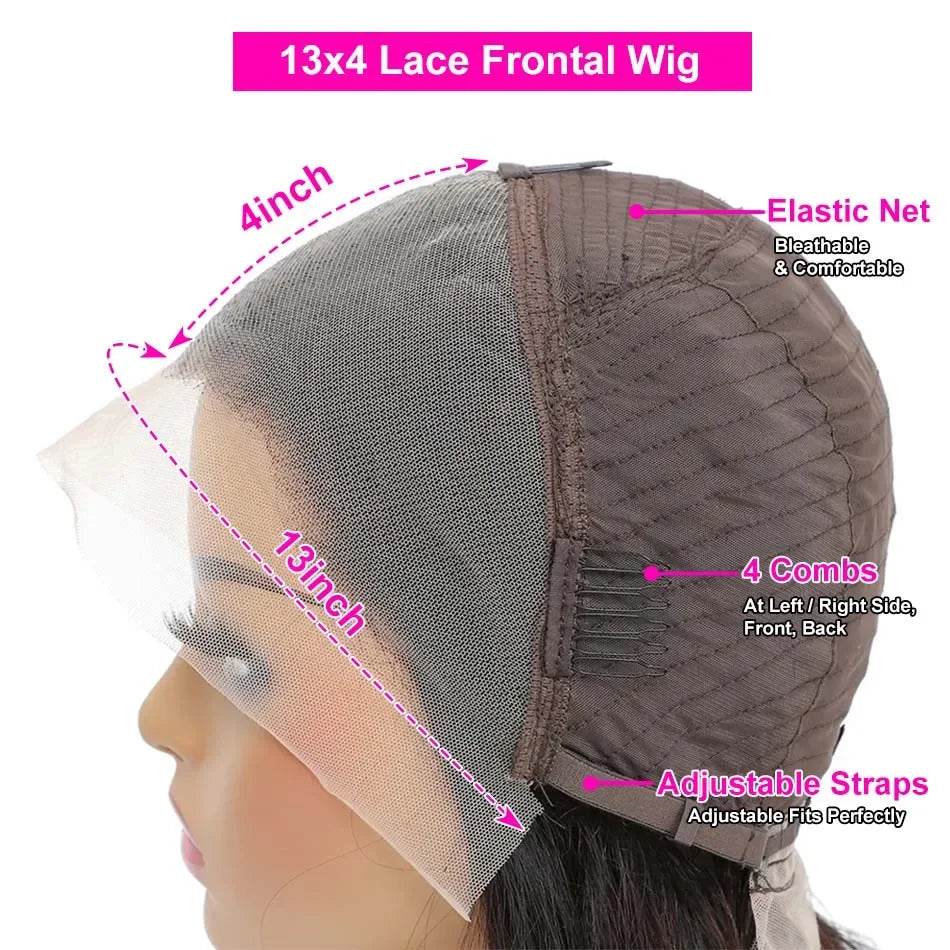 16 Inch Short Straight Bob Wig Human 13x4 Lace Transparent 200% Frontal Hair Bob Wig PrePlucked Lace Front Human Hair Wigs - BON's