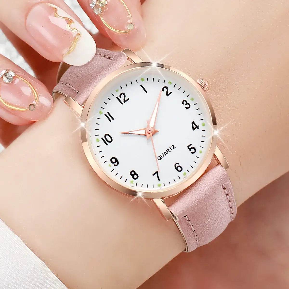 Fashion Women Watches Casual Arabic Dial Ladies Leather Band Quartz Watch Reloj Mujer Girls Clock Gift - BON's