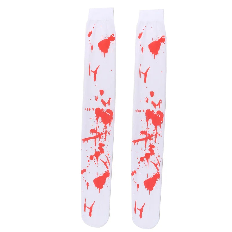Halloween Blood Print Stockings Spider Web Printed Over Knee Bottoming Socks Nurse Stockings Bloody Zombie Blood Cosplay Socking
