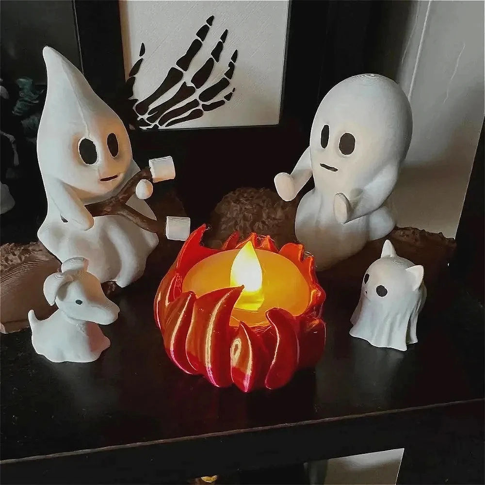 Halloween Ghost Campfire Decoration Set – Spooky Outdoor Party & Haunted House Props for Scary Backyard Scenes
