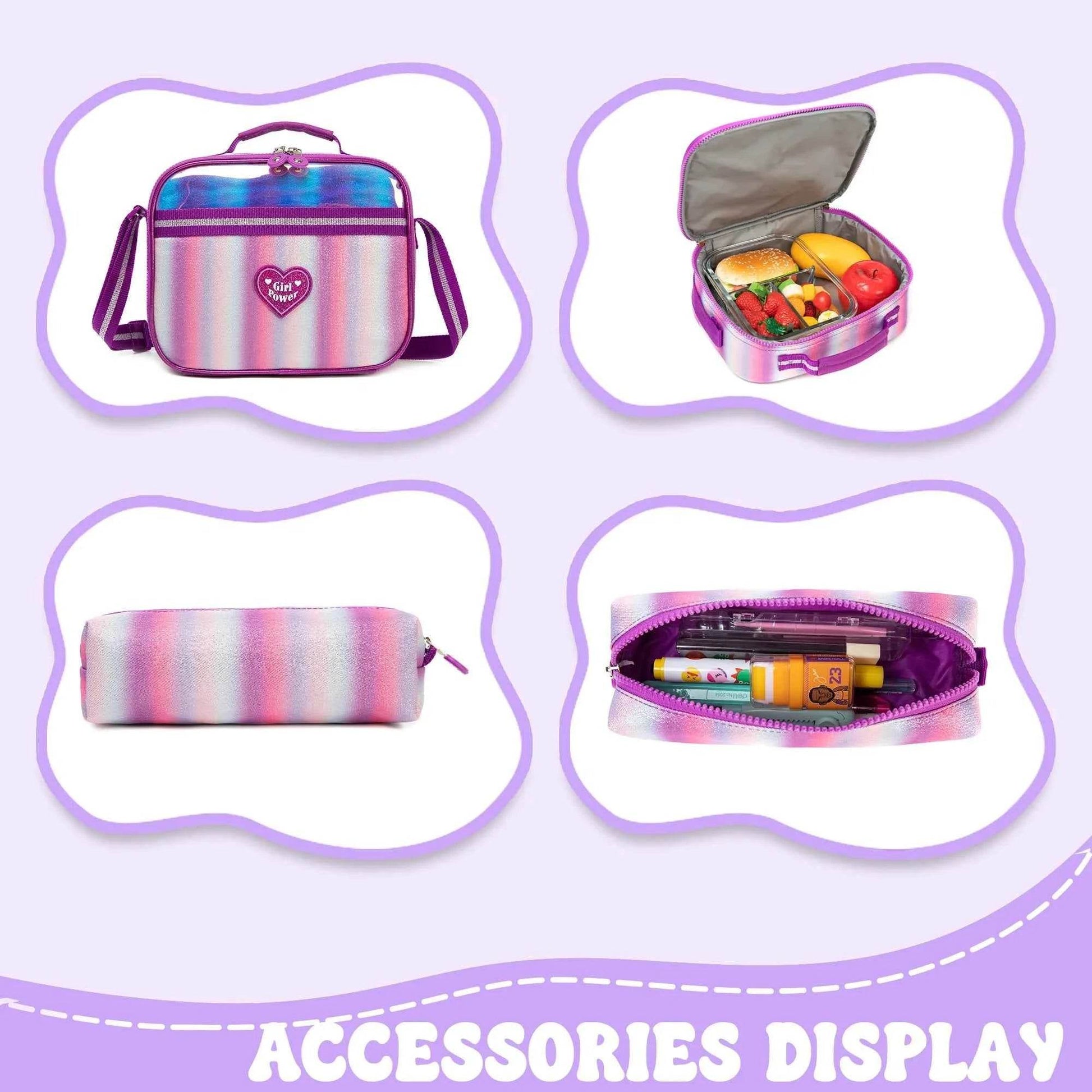 Girls' Backpack Set with Lunch Bag for School - BON's