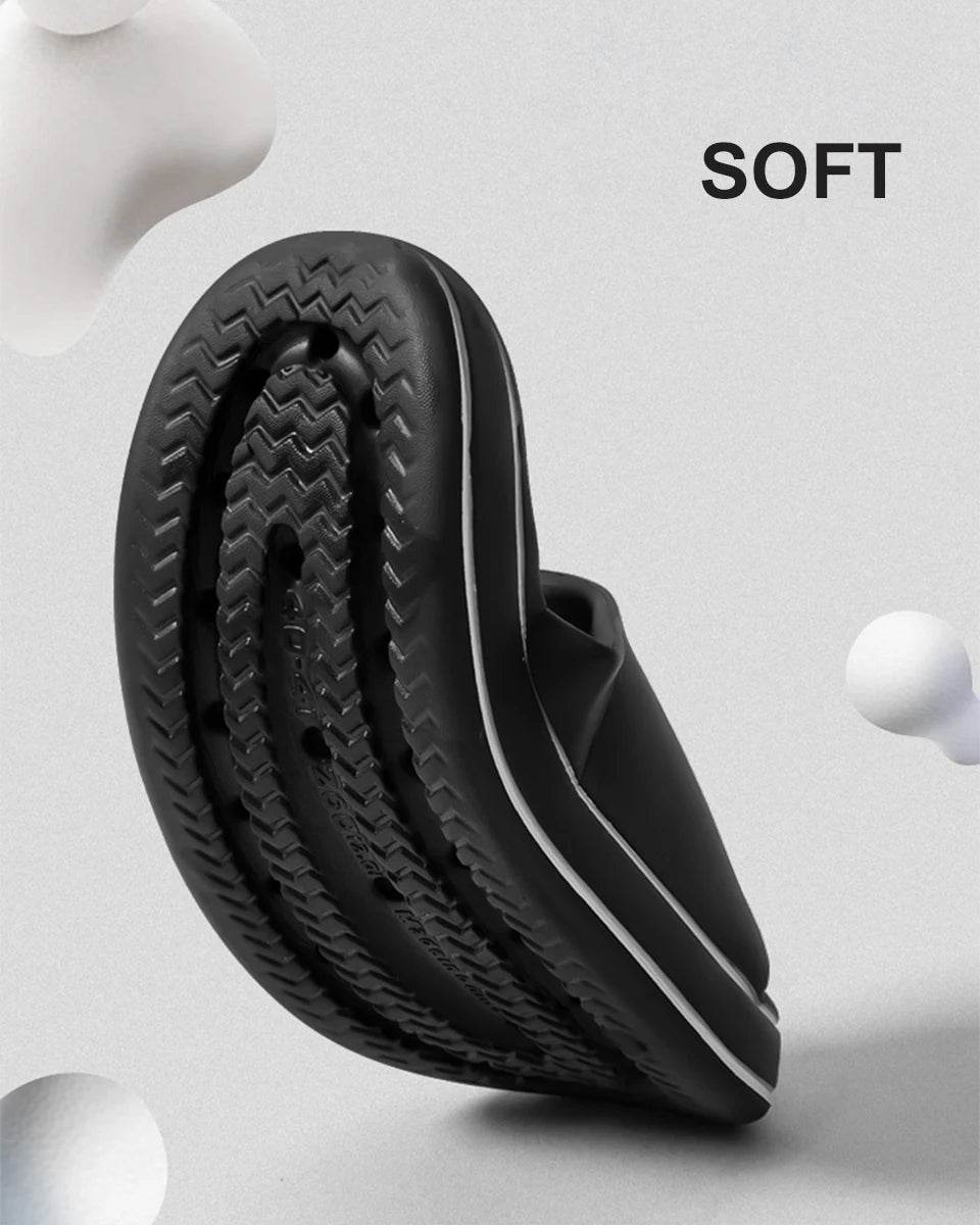 Feslishoet Women Letter Slippers Beach Slides Solid Color Mens Thick Sole Indoor Bathroom Anti Slip Shoes Summer Couple Sandals - BON's