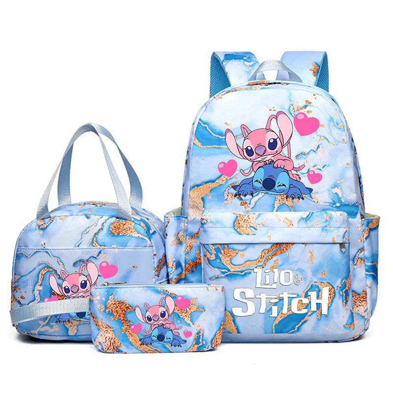 3Pcs Lilo Stitch Schoolbag Set for Kids - Student Backpack, Travel Bag & Pen Case - BON's