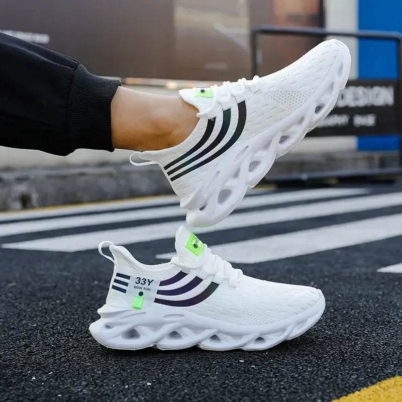 Thick Soled Sports Shoes Knitted Round Toe Shoes 3CM Block Heel Retro Style | Fashion Shoes for Men's Hiking and Walking - BON's