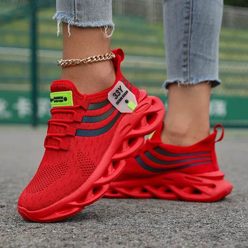 Thick Soled Sports Shoes Knitted Round Toe Shoes 3CM Block Heel Retro Style | Fashion Shoes for Men's Hiking and Walking - BON's