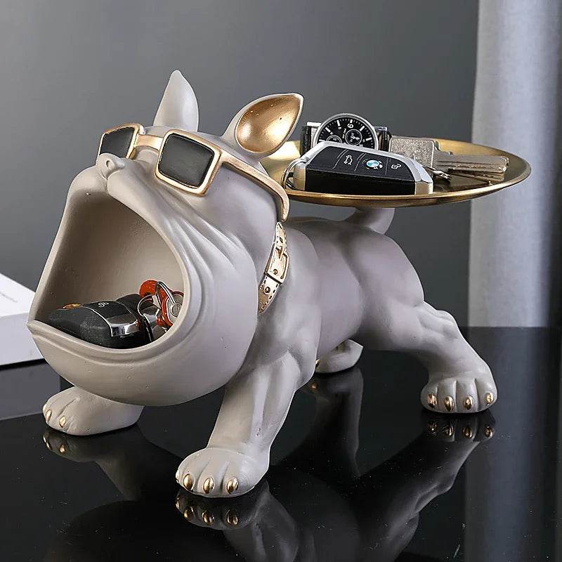 30cm Bulldog Figurine Storage Box - Resin Art Sculpture and Decorative Storage Solution - BON's