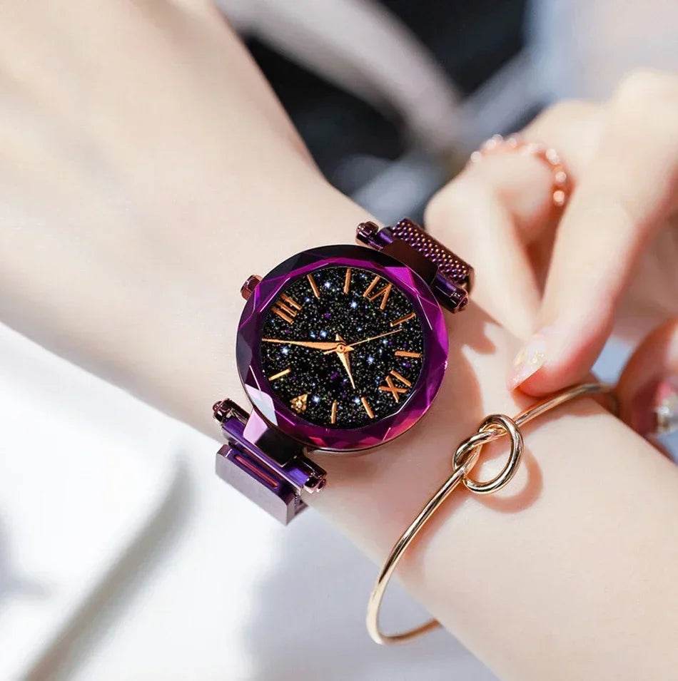 Luxury Women's Starry Sky Watch with Magnetic Mesh Belt Band - Fashion Dress Wristwatch for Women - BON's
