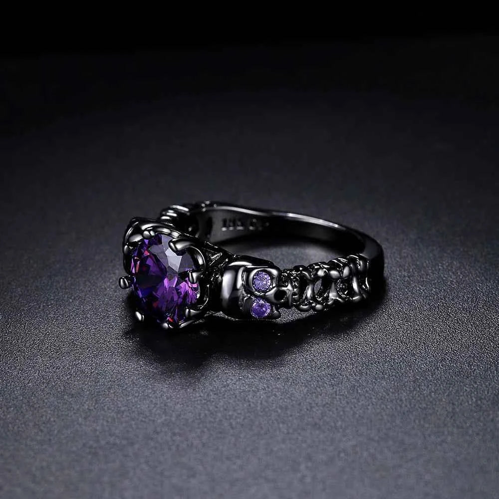 Retro Punk Skull Gothic Ring β Unisex Black & Gold Halloween Jewelry for Men & Women