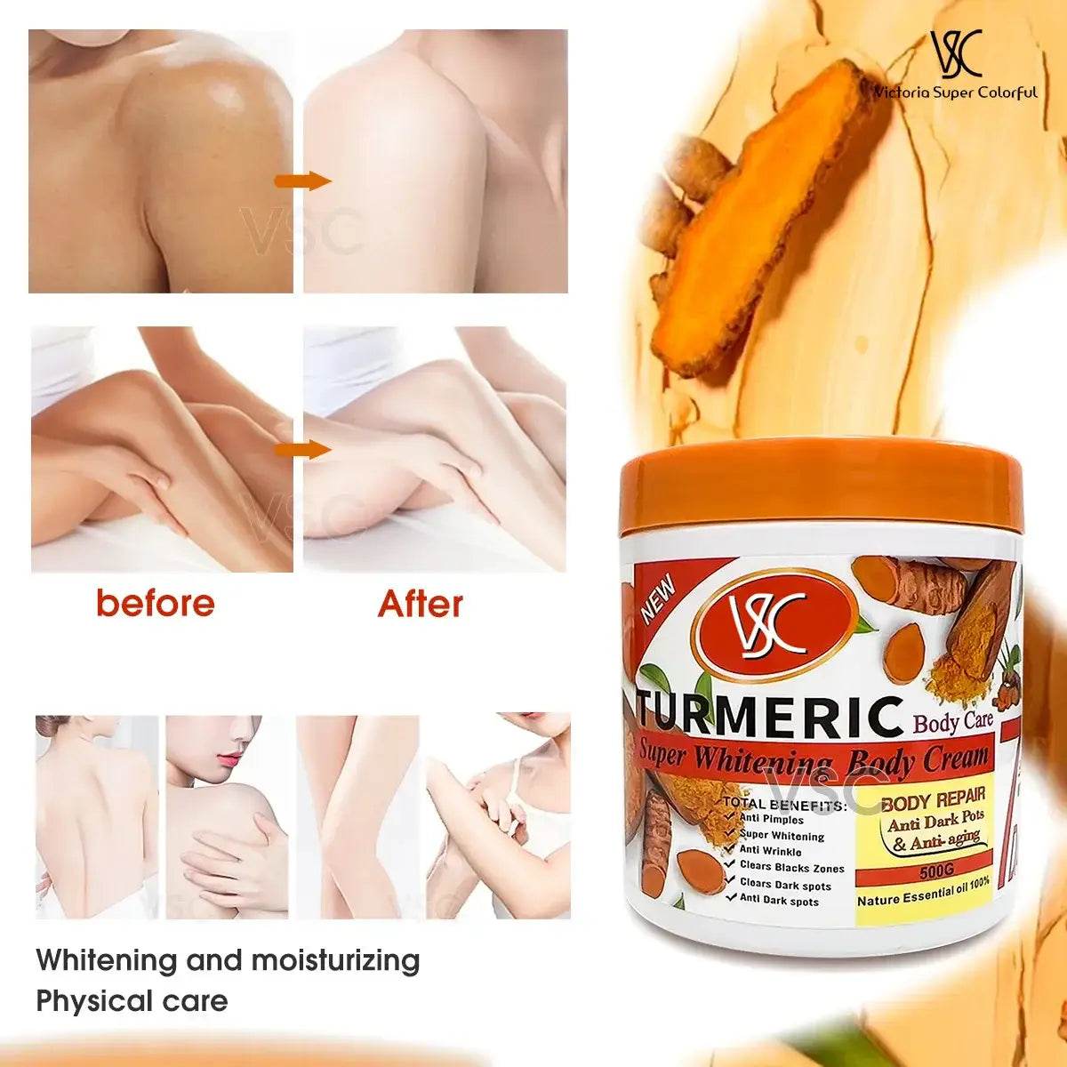 Turmeric Body Lotion for Brightening and Hydrating Skin - Moisturizer Body Cream and Face Cream - BON's