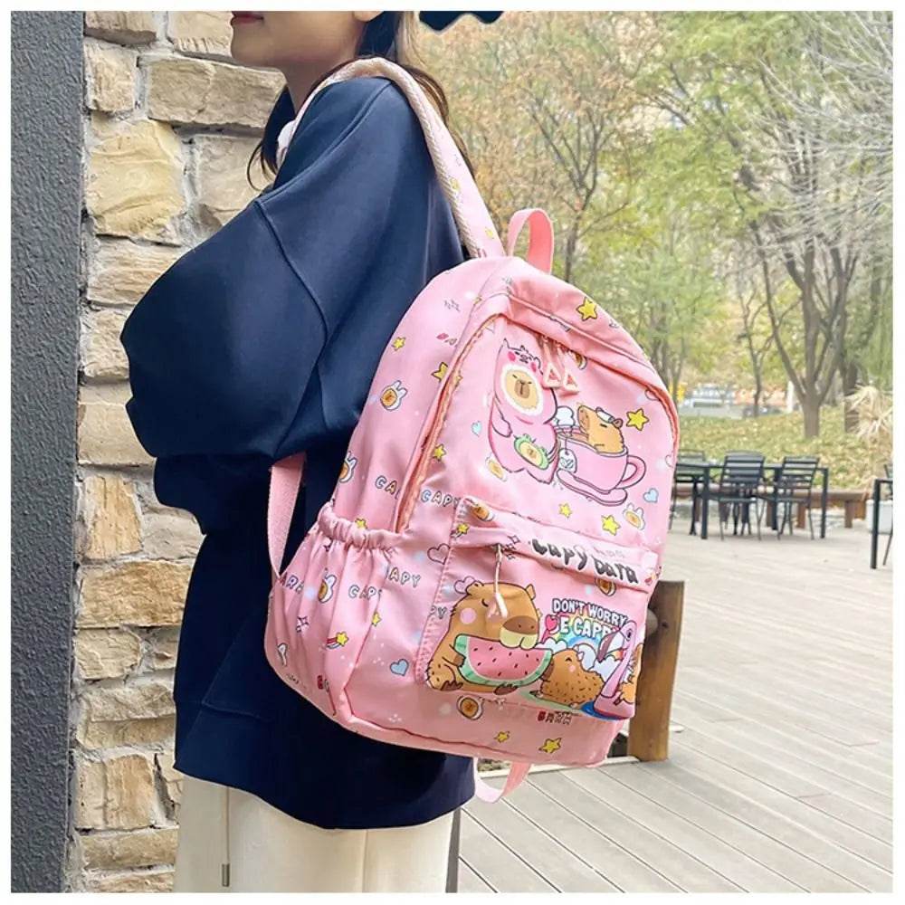 Capybara School Backpack - Cute Large Student Schoolbag - BON's