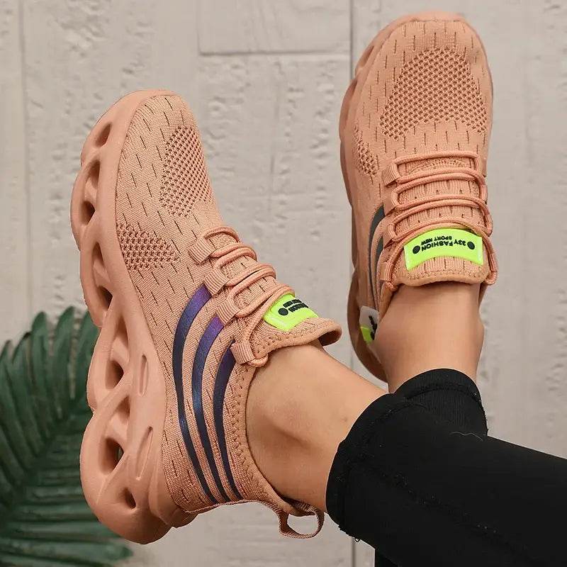 Thick Soled Sports Shoes Knitted Round Toe Shoes 3CM Block Heel Retro Style | Fashion Shoes for Men's Hiking and Walking - BON's