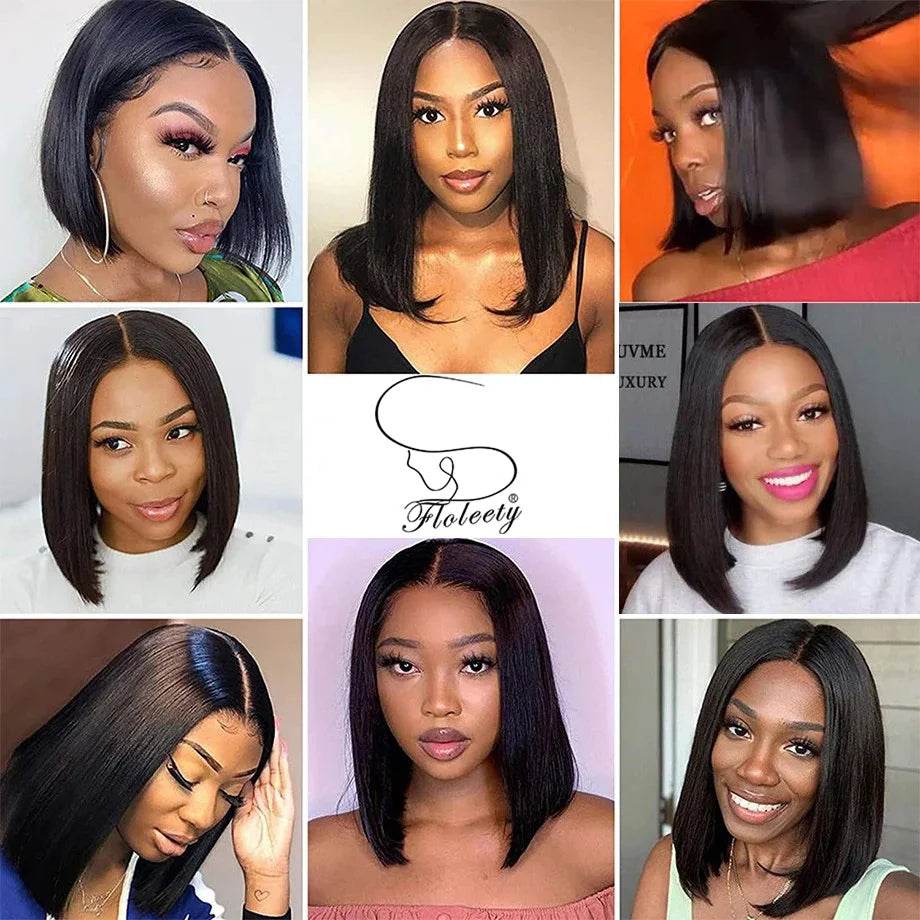 Straight Bob Wigs Human Hair 13x4 HD Lace Frontal Glueless Bob Wigs 4x4 Lace Closure for Women 180% - BON's