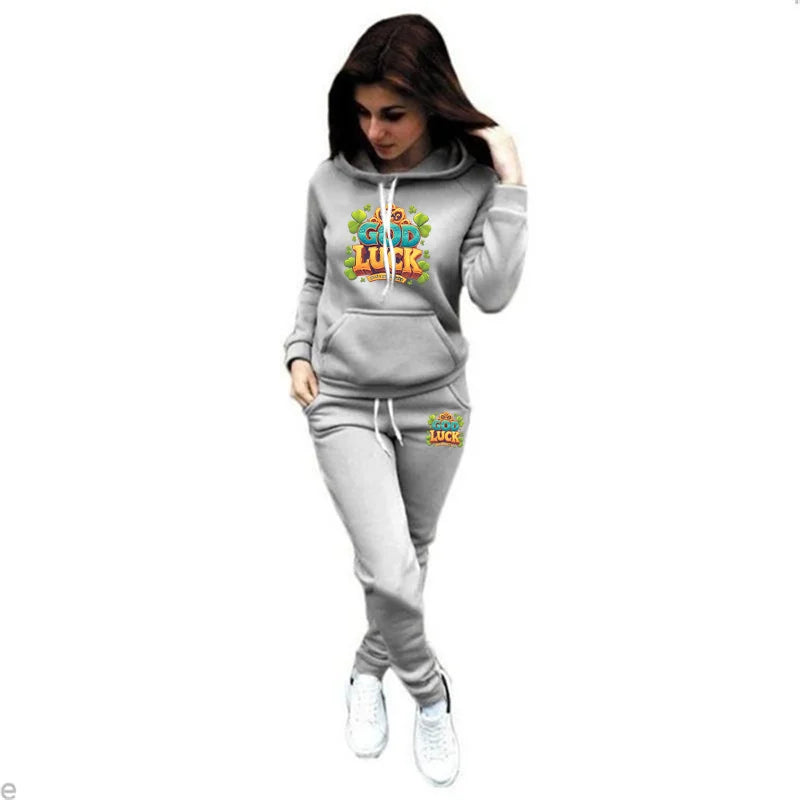 Women’s 2-Piece Tracksuit – Hoodie & Joggers Set | Autumn Winter Casual Loungewear & Outdoor Sportswear