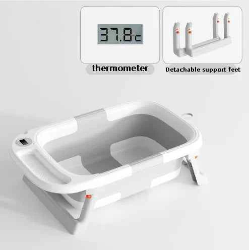 Baby Bathtub,Baby Bath Tub with Soft Cushion & Thermometer,Baby Bathtub Newborn to Toddler 0-36 Months,Portable Travel Baby Tub
