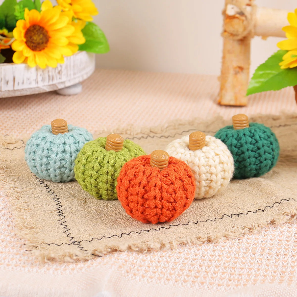 Artificial Pumpkin Artificial Crochet Pumpkin Hand Woven Pumpkin Mimi For Home Decoration Halloween Thanksgiving