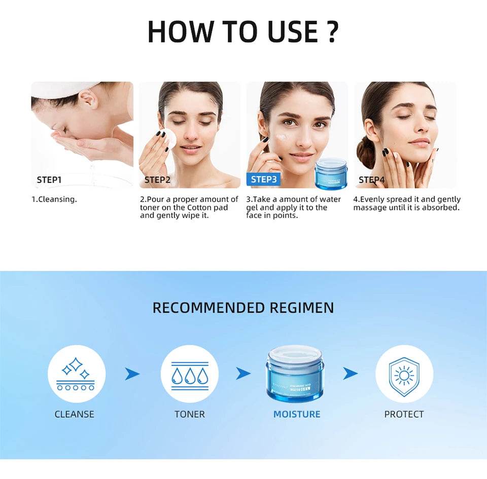 Hyaluronic Acid Moisturizer Gel Cream for Extra-Dry Skin Hydration and Nourishment - BON's