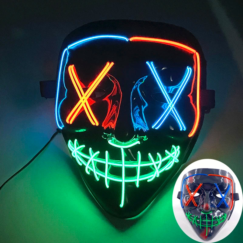 LED Glowing Bloody Rabbit Mask β Neon Horror Cosplay for Halloween, Carnival & Masquerade