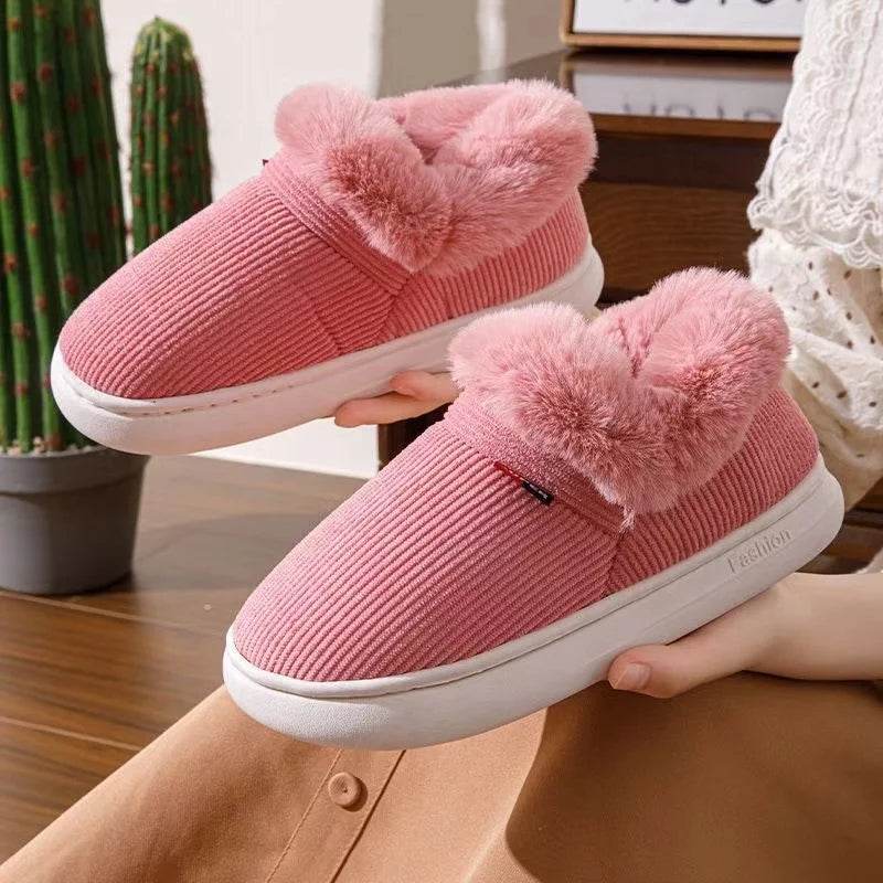 Kidmi Winter Women Shoes 2024 - Warm Outdoor Cotton Slippers and Plush Indoor Padded Footwear for Women - BON's