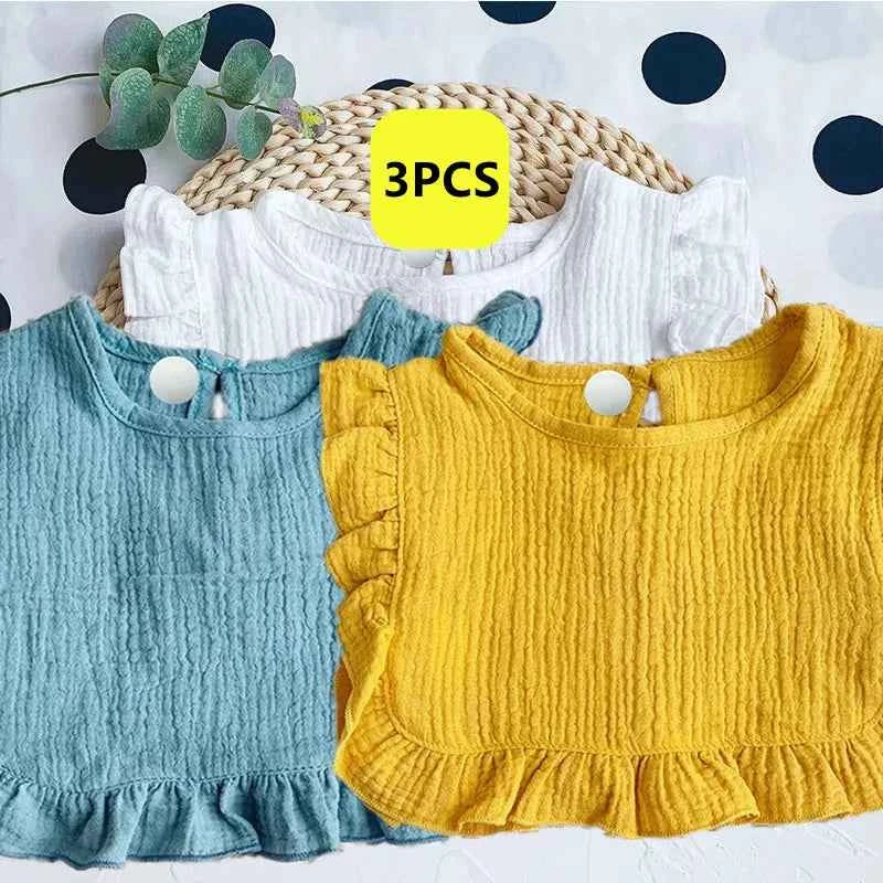 Newborn Baby Feeding Bib Ruffle Solid Lace Saliva Towel Infants Soft Cotton Burp Cloth For Toddler Kids Bibs Newborn Stuff