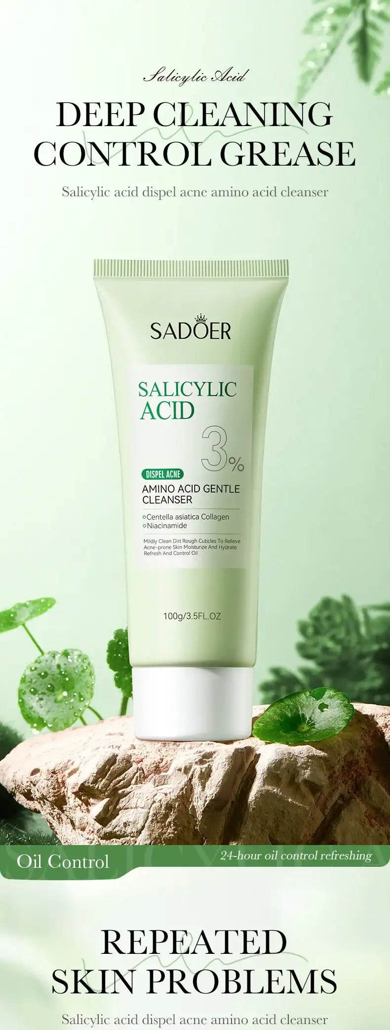 Deep Cleansing Salicylic Acid Face Wash with SPF 50+, Moisturizing Toner, and Whitening Formula - BON's