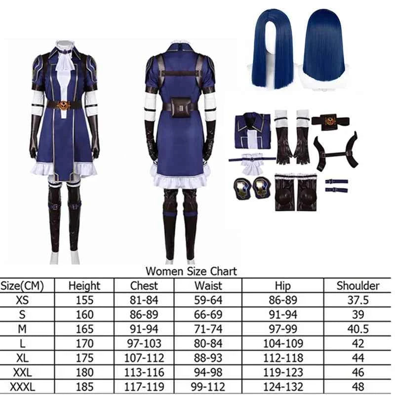 Disguise Caitlyn Cosplay LOL Roleplay Costume Adult Women Game Fantasia Dress Gloves Wig Outfits Halloween Carnival Party Suit