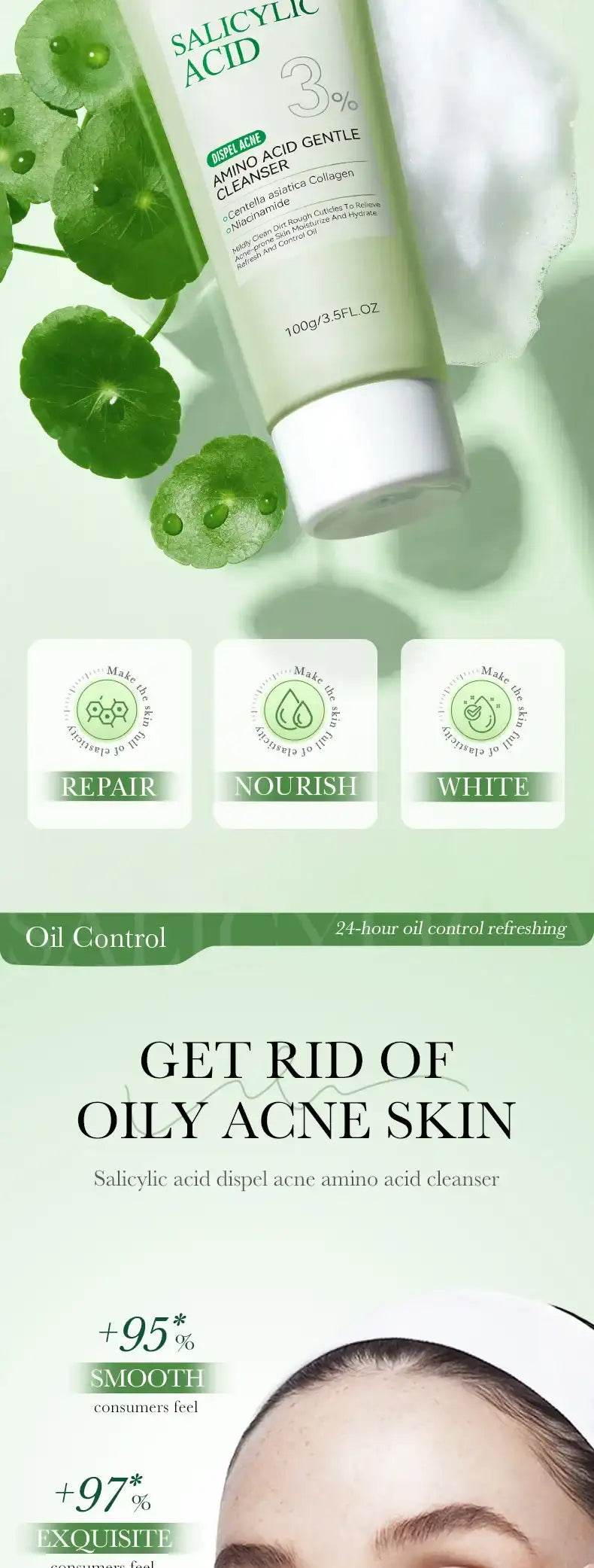 Deep Cleansing Salicylic Acid Face Wash with SPF 50+, Moisturizing Toner, and Whitening Formula - BON's