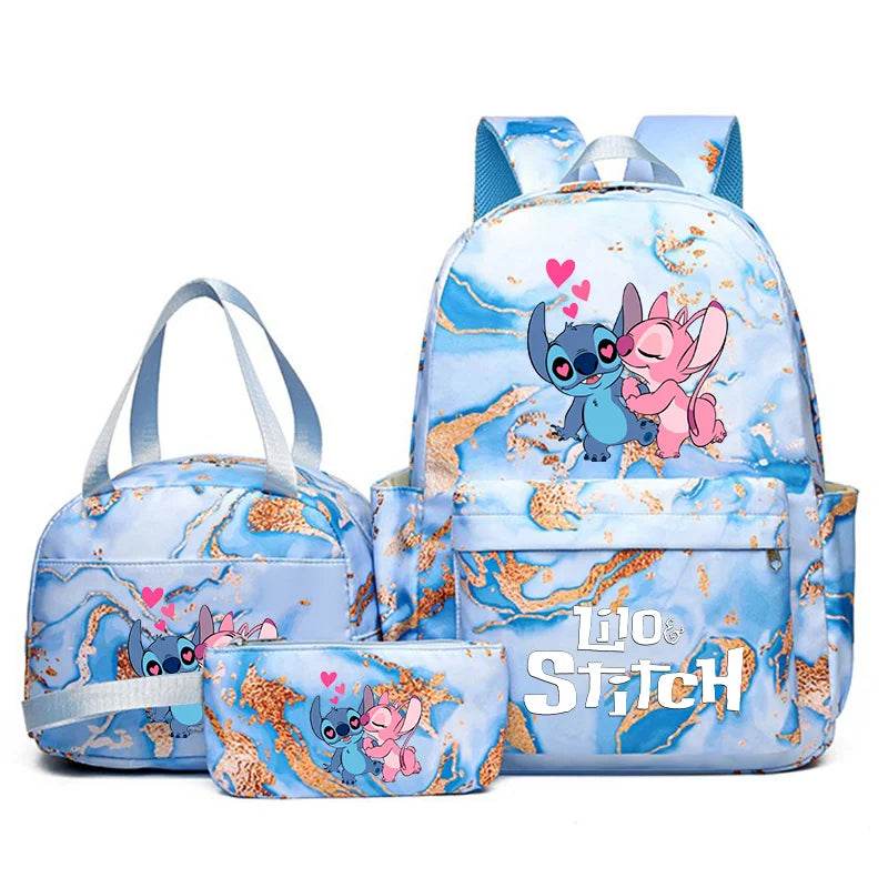 3Pcs Lilo Stitch Schoolbag Set for Kids - Student Backpack, Travel Bag & Pen Case - BON's