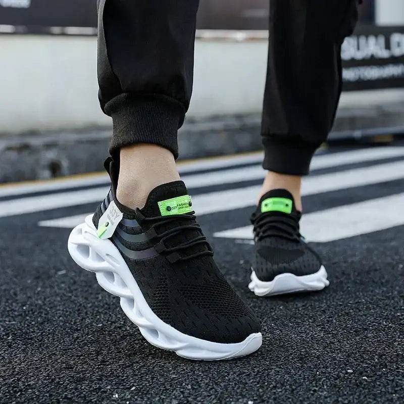 Thick Soled Sports Shoes Knitted Round Toe Shoes 3CM Block Heel Retro Style | Fashion Shoes for Men's Hiking and Walking - BON's