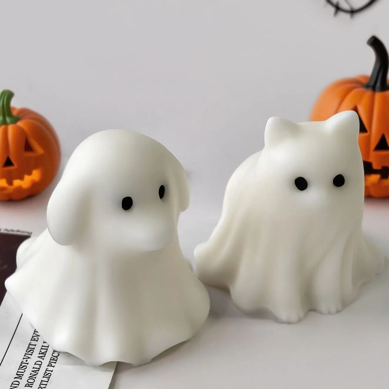 Halloween Ghost Candle Silicone Mold – DIY Pumpkin, Cat & Dog Wax Resin Mould for Spooky Party Decorations