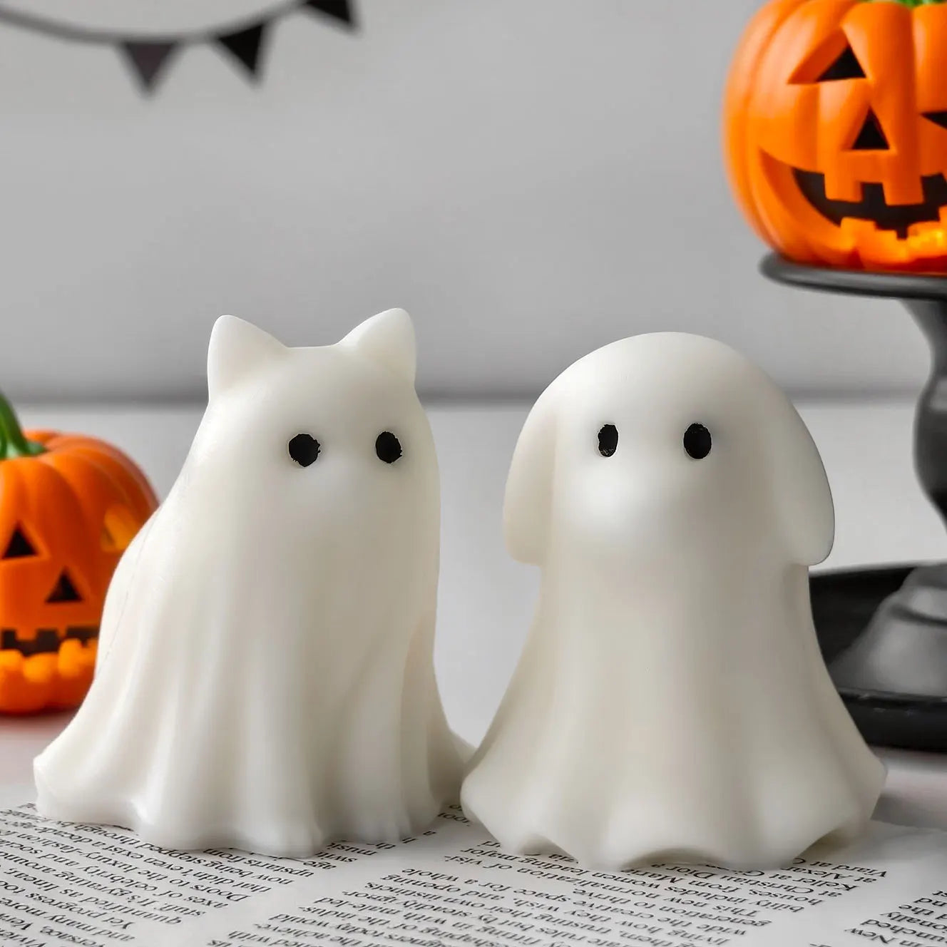 Halloween Ghost Candle Silicone Mold – DIY Pumpkin, Cat & Dog Wax Resin Mould for Spooky Party Decorations
